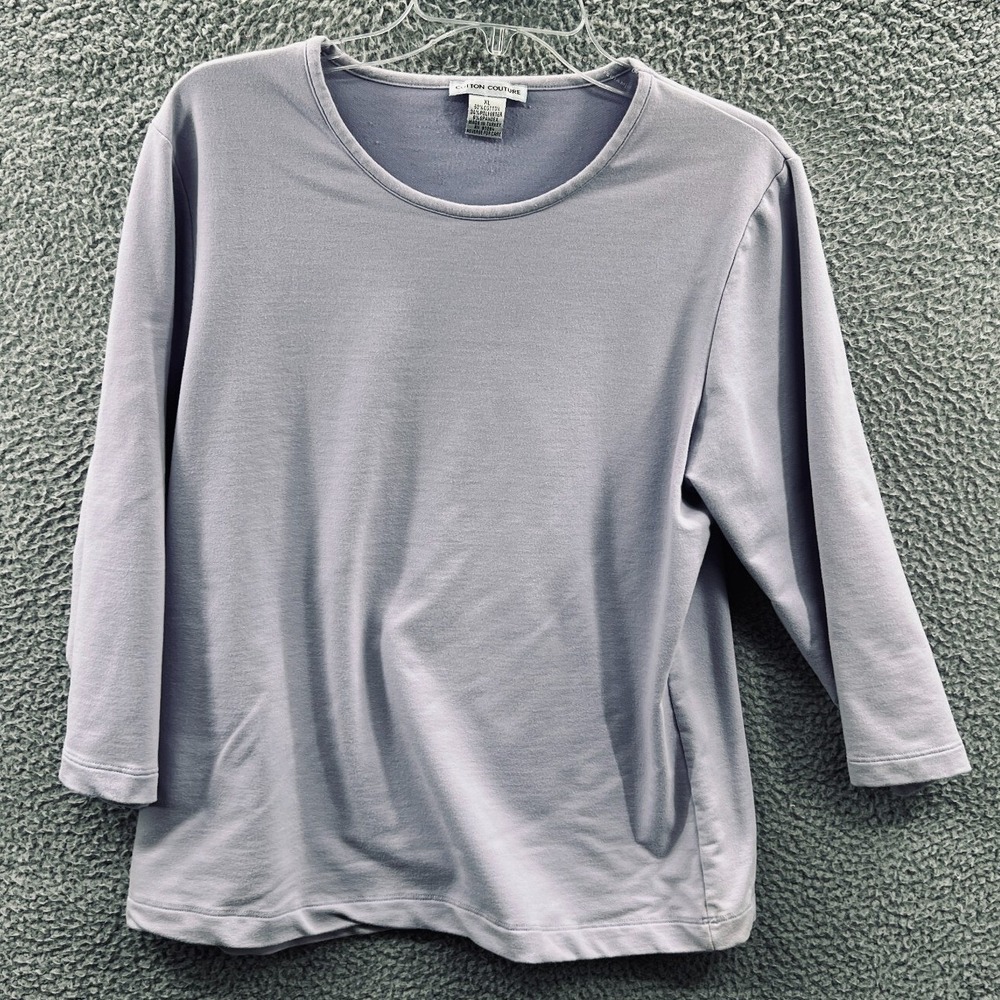 Womens Lavender Stretch Knit Top XL Relaxed Capsule Wardrobe Clean Girl‎ Minimal